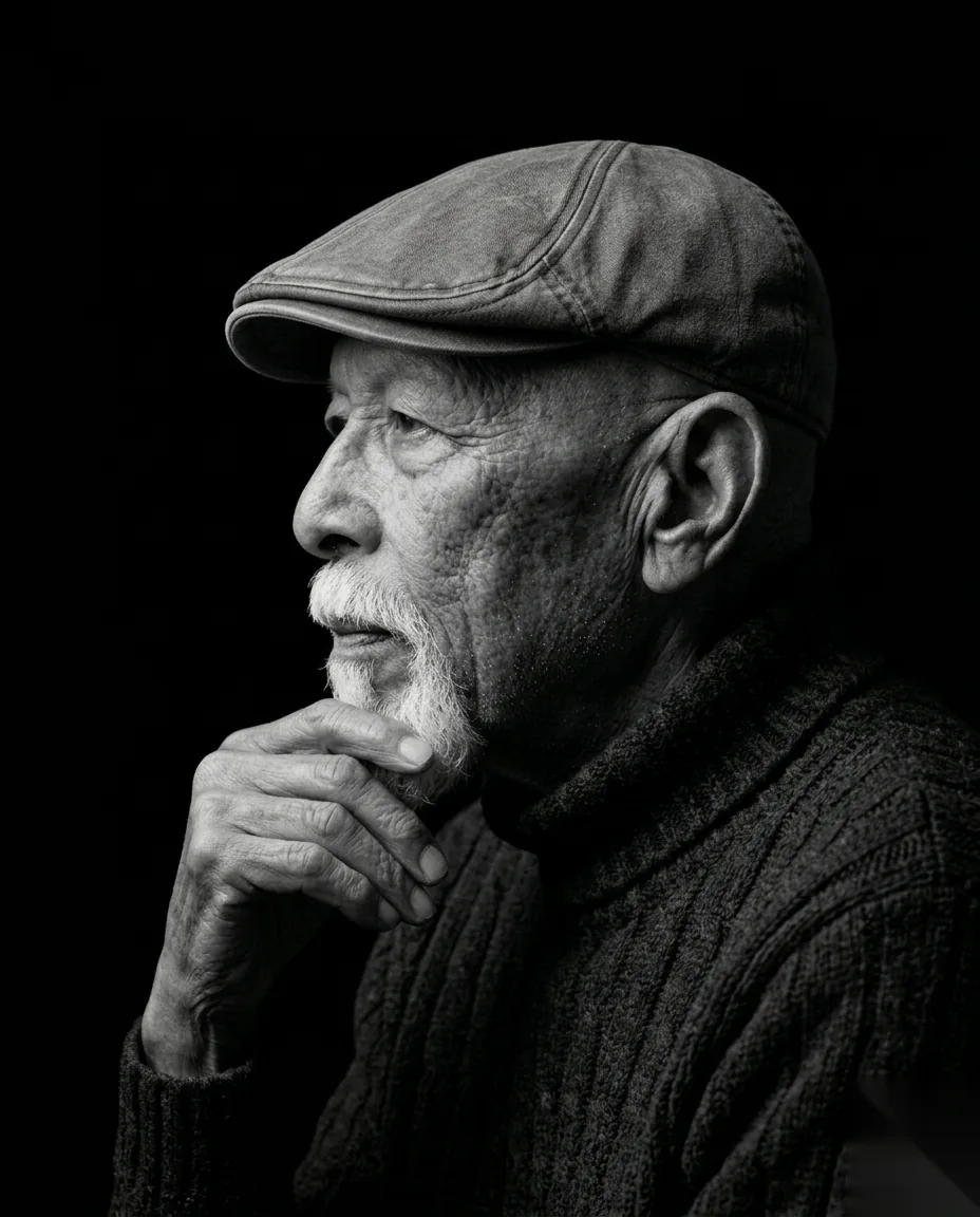 Black-and-white image from Mind of a Nomad, a chiaroscuro visual series by RockePhoto.