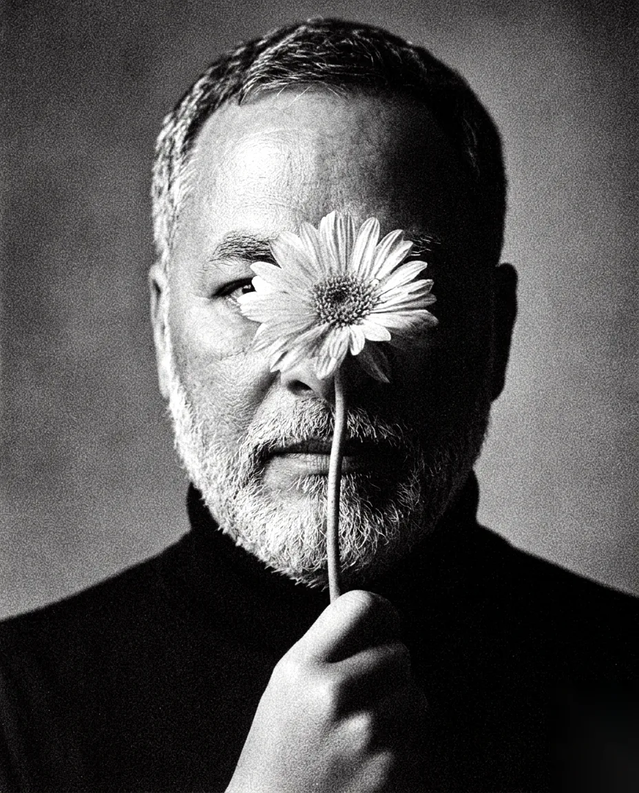Black-and-white AI-assisted image from Mind of a Nomad, a chiaroscuro visual series by RockePhoto.